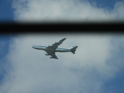 USAF Boeing 747-E4B, active Doomsday plane, not SNC's uncommissioned ones, flying OFF to WPAFB @ 3,000 feet on July 30, 2026
Registration 75-0125